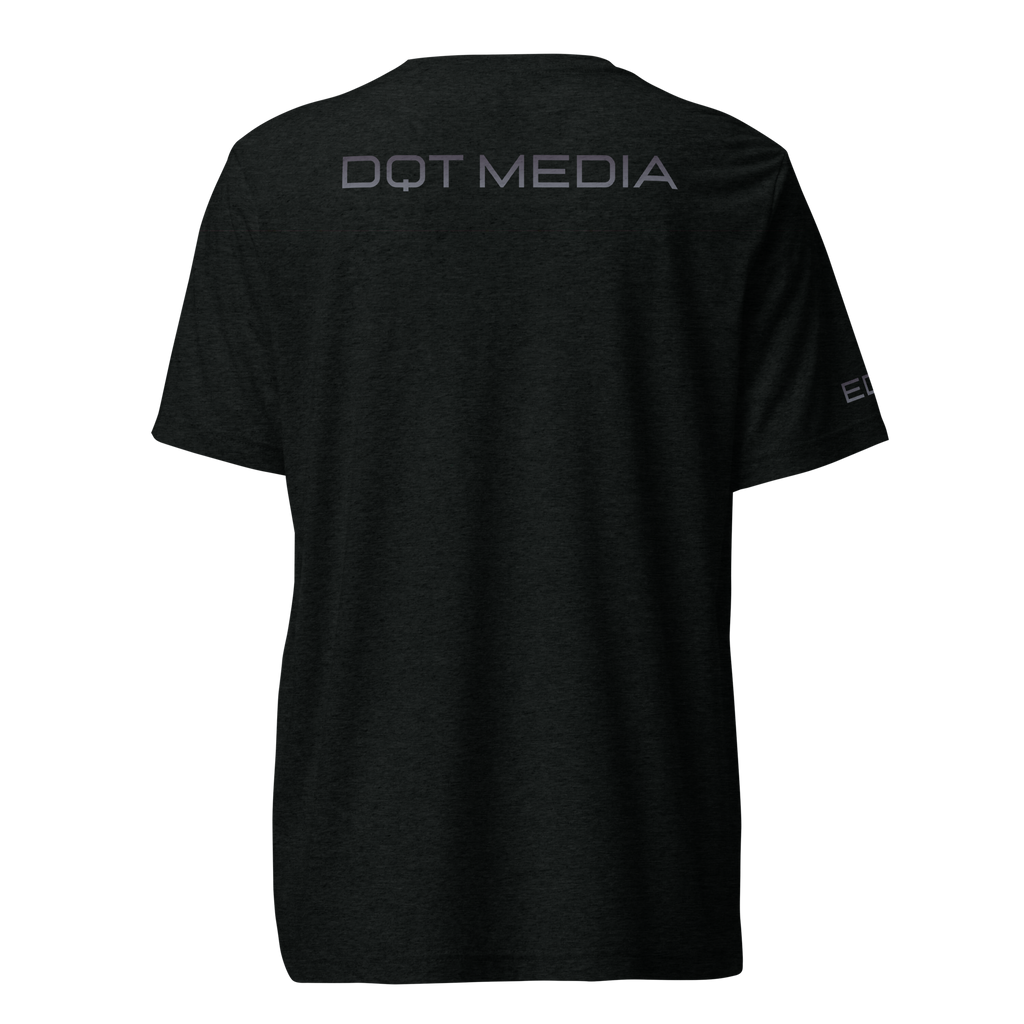 A soft, high-quality cotton t-shirt featuring a classic crew neck and short sleeves for a relaxed fit. The back of the shirt displays 'DQT MEDIA' in bold, modern typography with a gradient effect, while the front remains simple. Available in various colors, this versatile t-shirt is suitable for casual outings and media-related events."