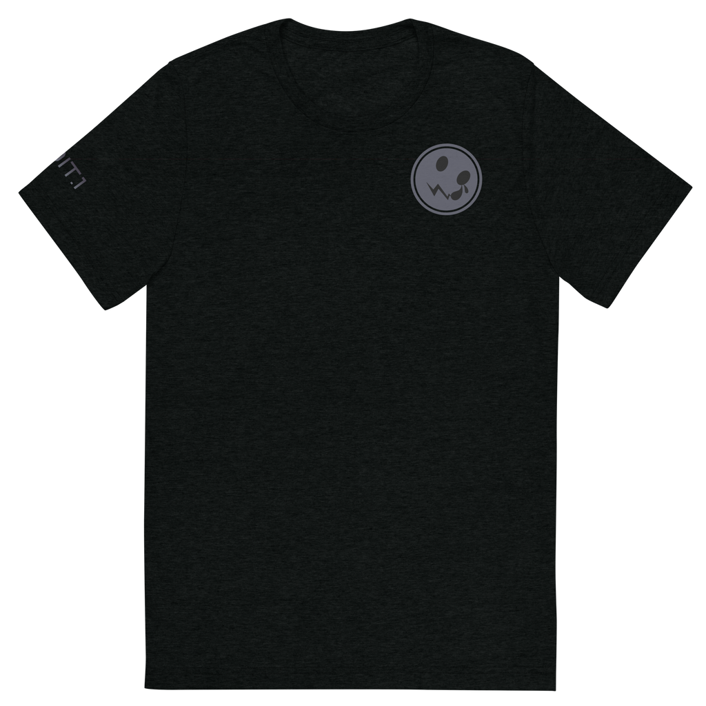 A classic black t-shirt featuring a subtle grey logo elegantly positioned on the chest, set against a clean white background. The shirt is made from soft, breathable fabric, providing both comfort and style, making it a versatile addition to any wardrobe. The logo adds a touch of minimalistic flair, perfectly contrasting with the deep black hue of the shirt.