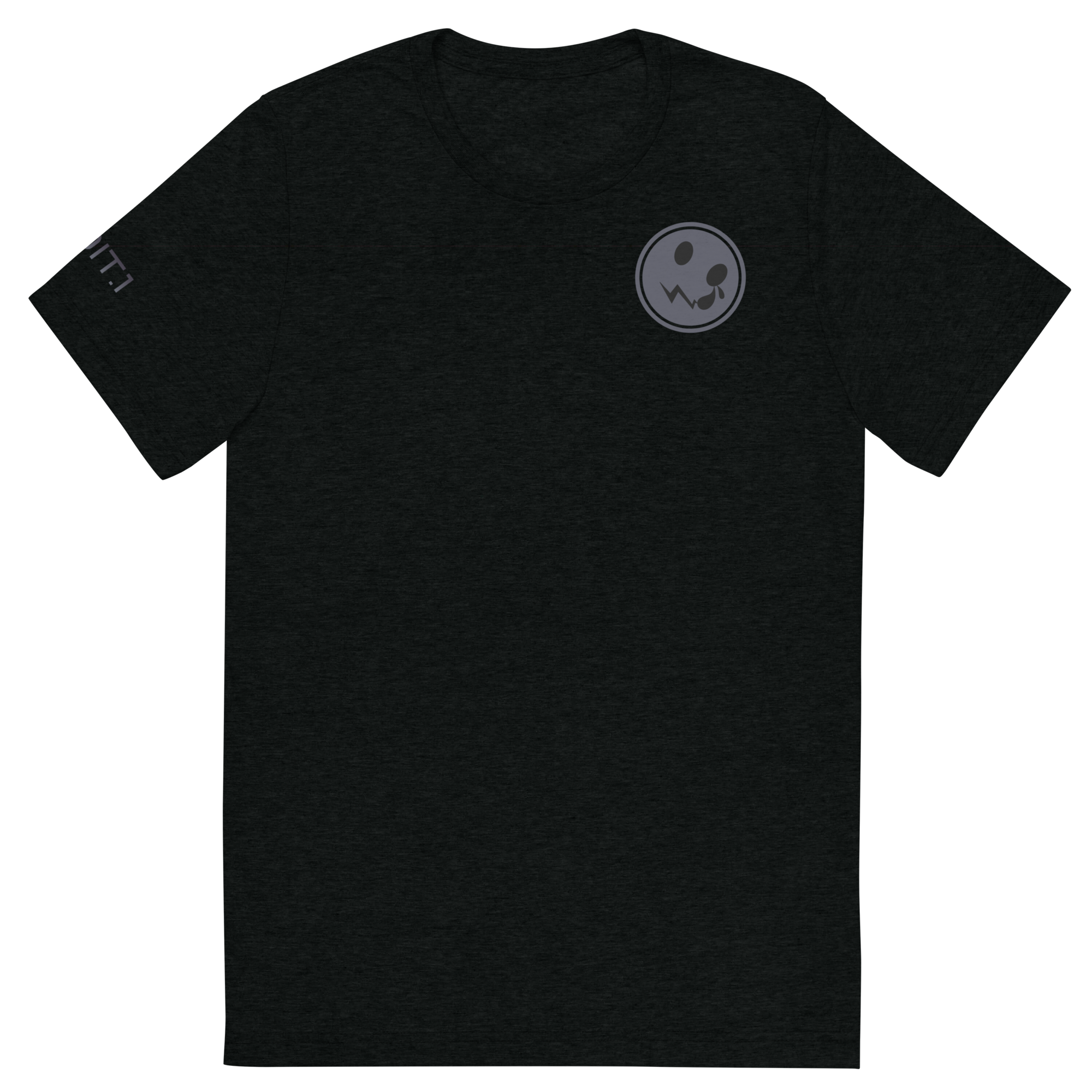 A classic black t-shirt featuring a subtle grey logo elegantly positioned on the chest, set against a clean white background. The shirt is made from soft, breathable fabric, providing both comfort and style, making it a versatile addition to any wardrobe. The logo adds a touch of minimalistic flair, perfectly contrasting with the deep black hue of the shirt.