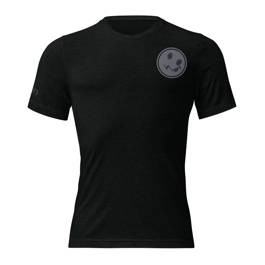 A classic black t-shirt featuring a subtle grey logo elegantly positioned on the chest, set against a clean white background. The shirt is made from soft, breathable fabric, providing both comfort and style, making it a versatile addition to any wardrobe. The logo adds a touch of minimalistic flair, perfectly contrasting with the deep black hue of the shirt.