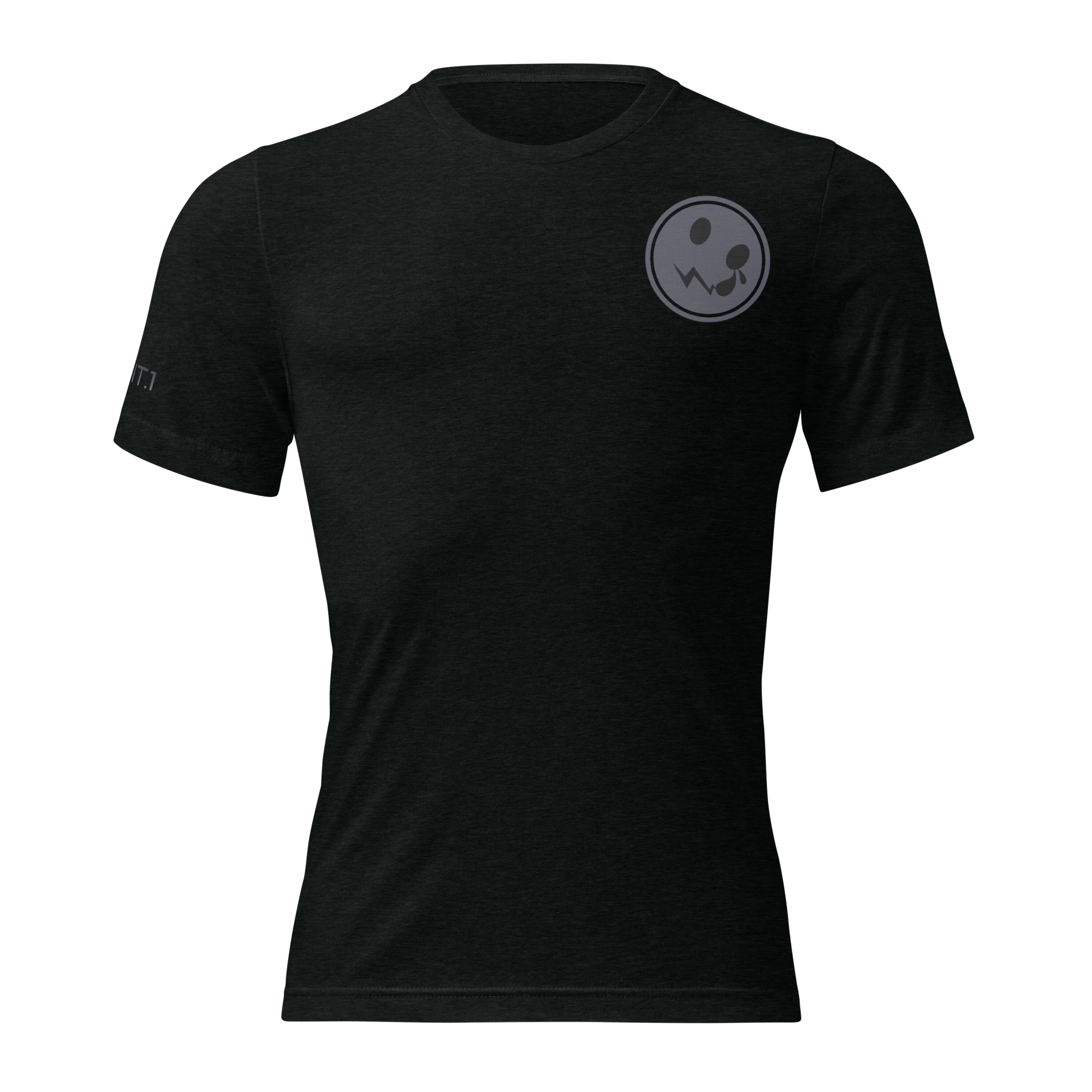 A classic black t-shirt featuring a subtle grey logo elegantly positioned on the chest, set against a clean white background. The shirt is made from soft, breathable fabric, providing both comfort and style, making it a versatile addition to any wardrobe. The logo adds a touch of minimalistic flair, perfectly contrasting with the deep black hue of the shirt.