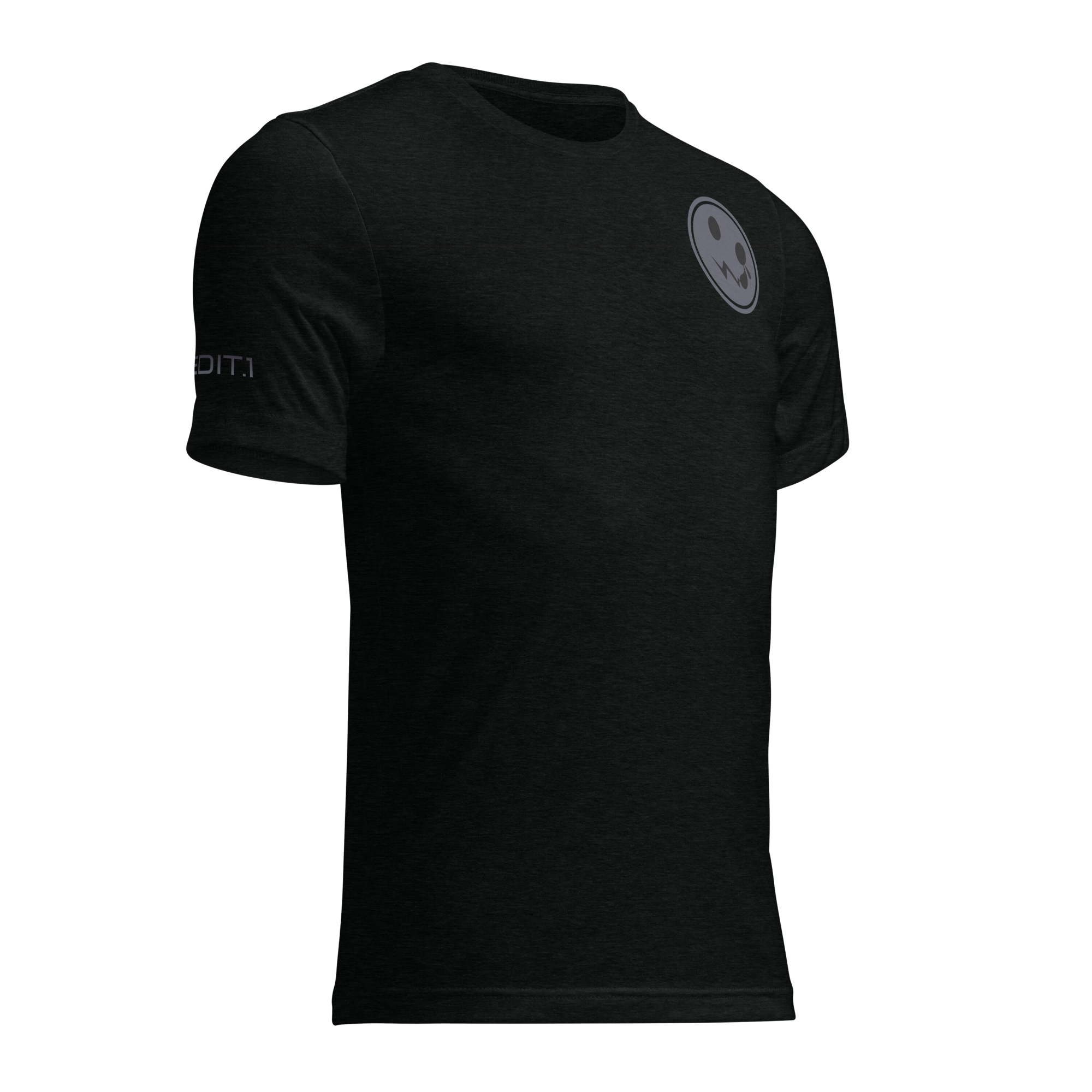 A classic black t-shirt featuring a subtle grey logo elegantly positioned on the chest, set against a clean white background. The shirt is made from soft, breathable fabric, providing both comfort and style, making it a versatile addition to any wardrobe. The logo adds a touch of minimalistic flair, perfectly contrasting with the deep black hue of the shirt.