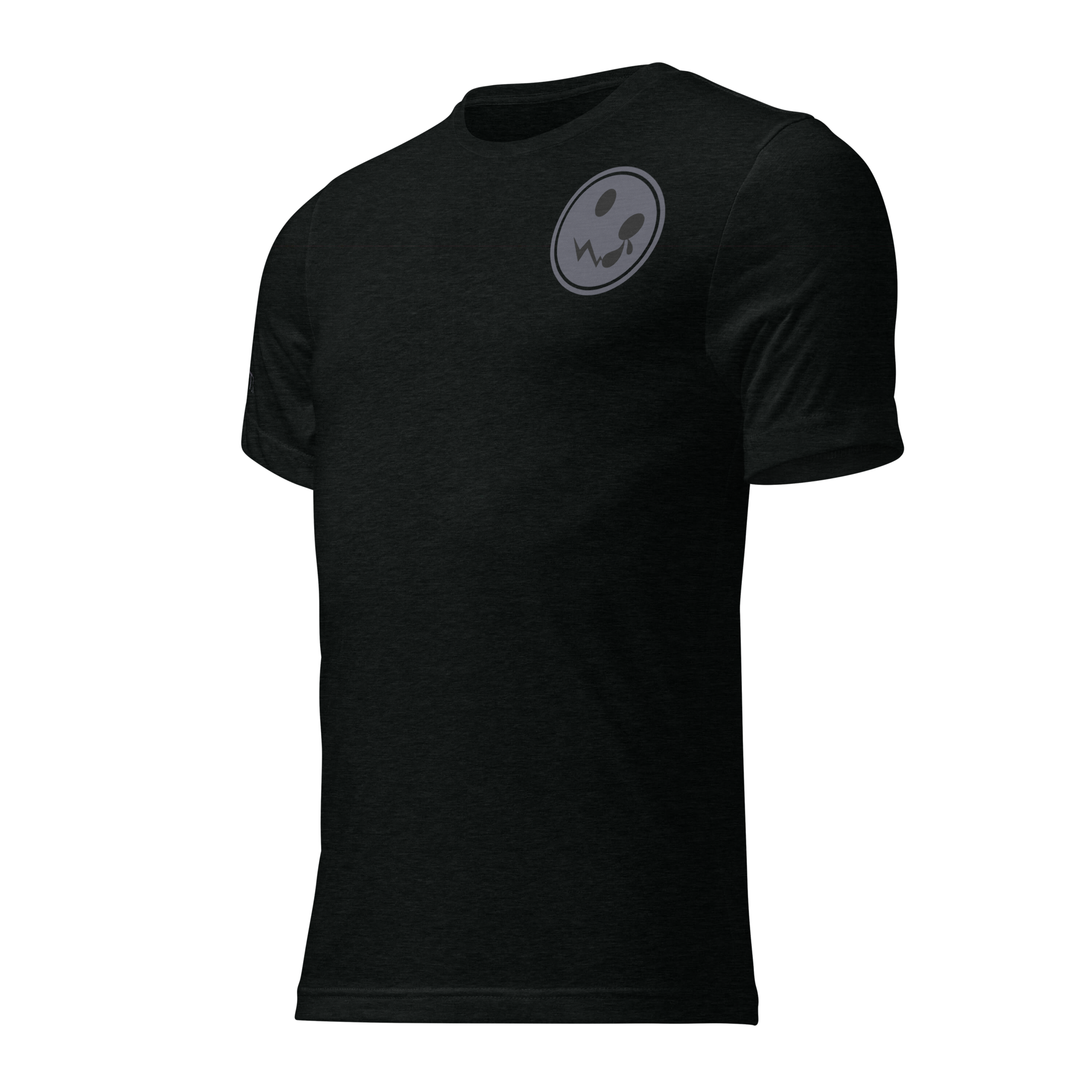 A classic black t-shirt featuring a subtle grey logo elegantly positioned on the chest, set against a clean white background. The shirt is made from soft, breathable fabric, providing both comfort and style, making it a versatile addition to any wardrobe. The logo adds a touch of minimalistic flair, perfectly contrasting with the deep black hue of the shirt.