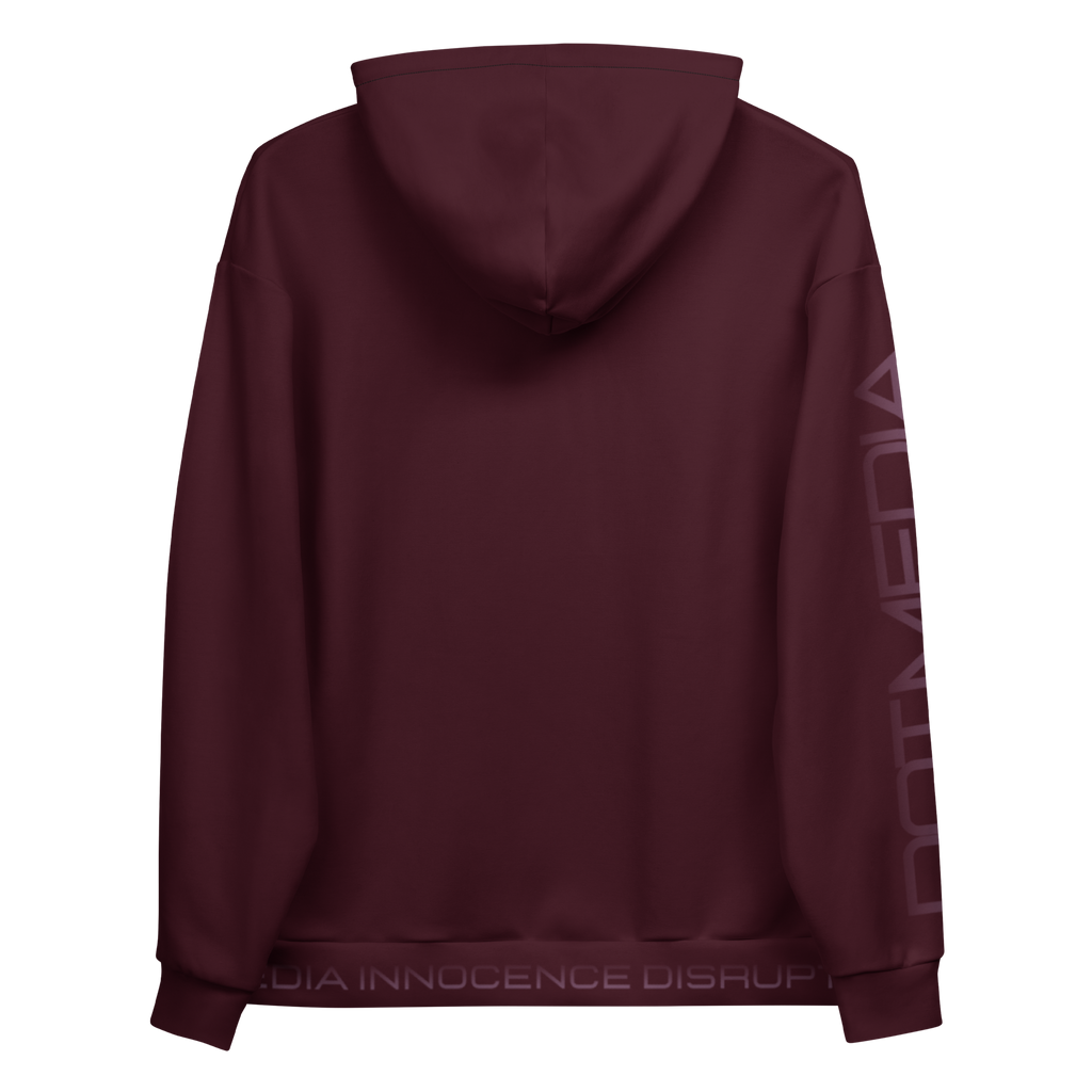 This stylish burgundy hoodie features eye-catching text printed along both the sleeves and the waistband. The text stands out thanks to its contrasting background, enhancing its visibility and adding a unique touch to the overall design. Made from soft, high-quality fabric, this hoodie offers both comfort and a modern look, making it a perfect addition to any casual wardrobe.