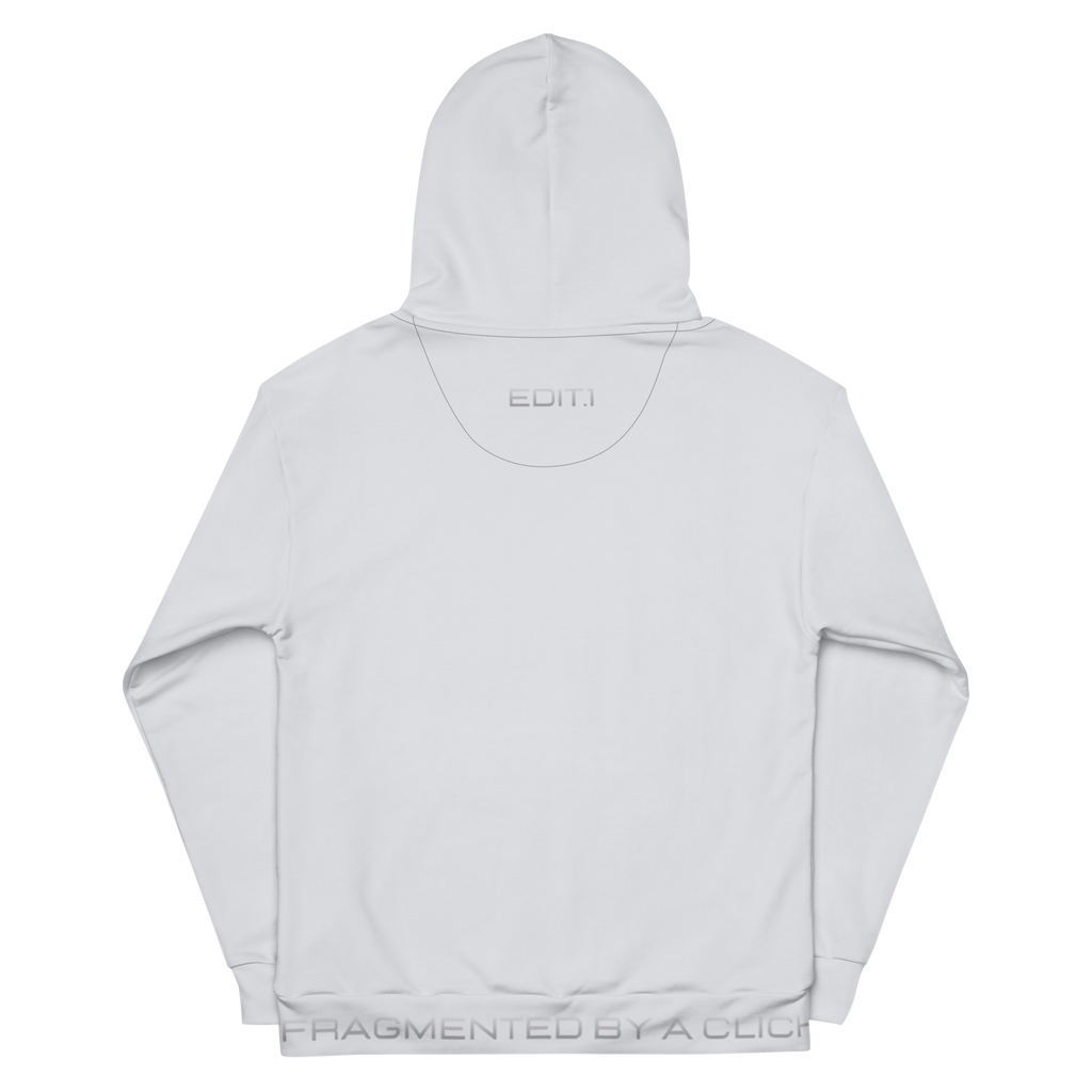 This stylish grey hoodie is crafted from soft, comfortable fabric, perfect for casual wear. It features a bold graphic design on the back, showcasing striking text that adds a unique flair. Additionally, there is subtle yet eye-catching writing along the waistband that enhances its overall aesthetic. The combination of these design elements makes it a standout piece in any wardrobe, ideal for both lounging and making a fashion statement.