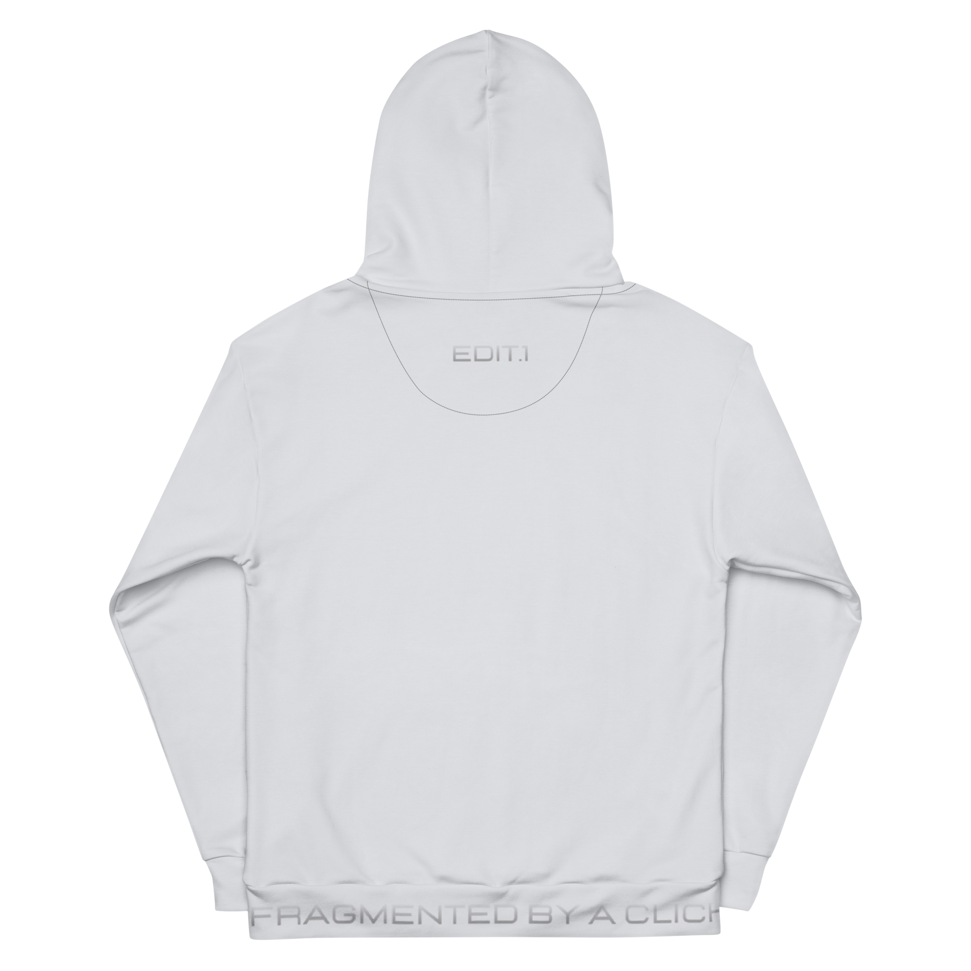 This stylish grey hoodie is crafted from soft, comfortable fabric, perfect for casual wear. It features a bold graphic design on the back, showcasing striking text that adds a unique flair. Additionally, there is subtle yet eye-catching writing along the waistband that enhances its overall aesthetic. The combination of these design elements makes it a standout piece in any wardrobe, ideal for both lounging and making a fashion statement.