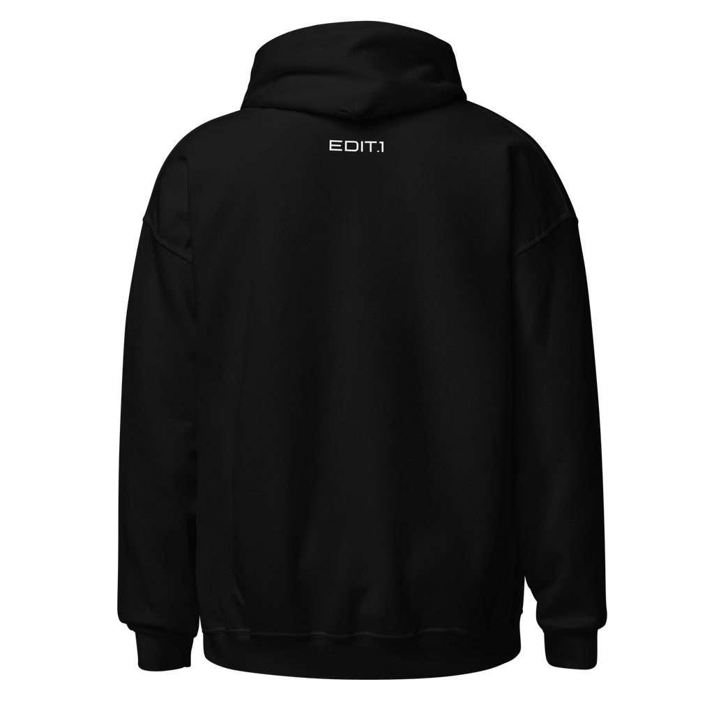 The unisex primum hoodie, with a prominent logo on the back set against a soft burgundy background, showcases its sleek design and cosy appeal. Perfect for casual wear or layering!
