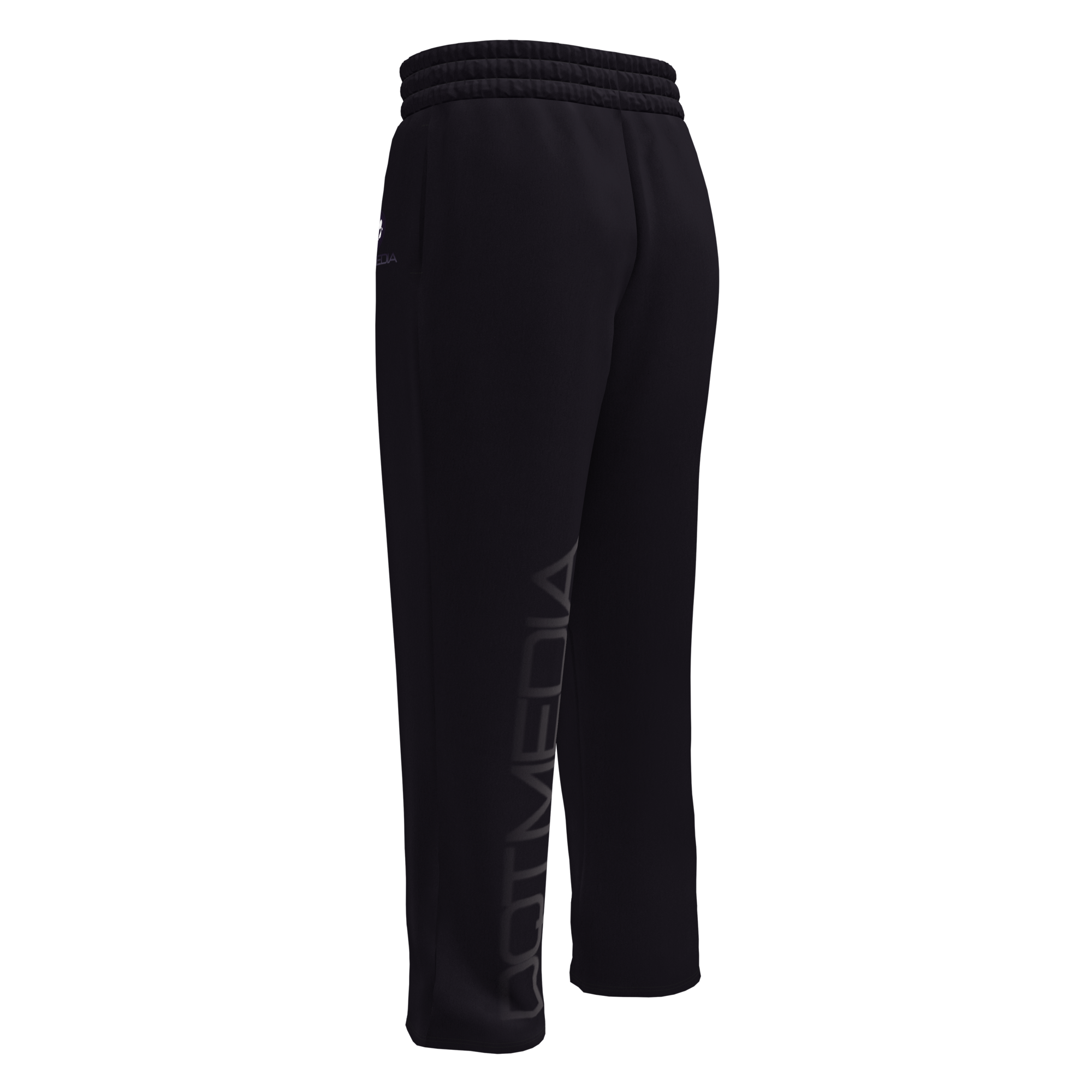 A pair of black sweatpants displaying a prominent brand logo against a clean white background. The sweatpants are made from soft, breathable fabric, designed for comfort and style, suitable for casual wear or lounging at home. The logo enhances the overall look, adding a fashionable touch to any relaxed outfit.