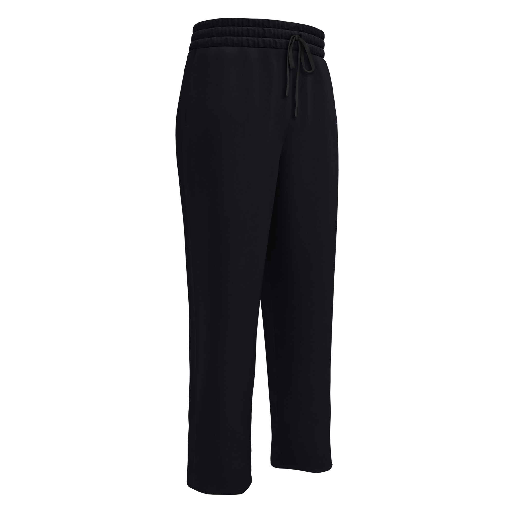 Introducing a pair of black wide-leg joggers that perfectly blend style and comfort. Crafted from high-quality fabric, these joggers feature a sleek silhouette that enhances a relaxed yet fashionable look. The standout element is the eye-catching logo displayed prominently on the side pocket, adding a modern touch to the overall design. With their loose fit and soft fabric, these joggers are ideal for lounging at home and running errands alike, offering versatility for any casual outing. Whether paired wi