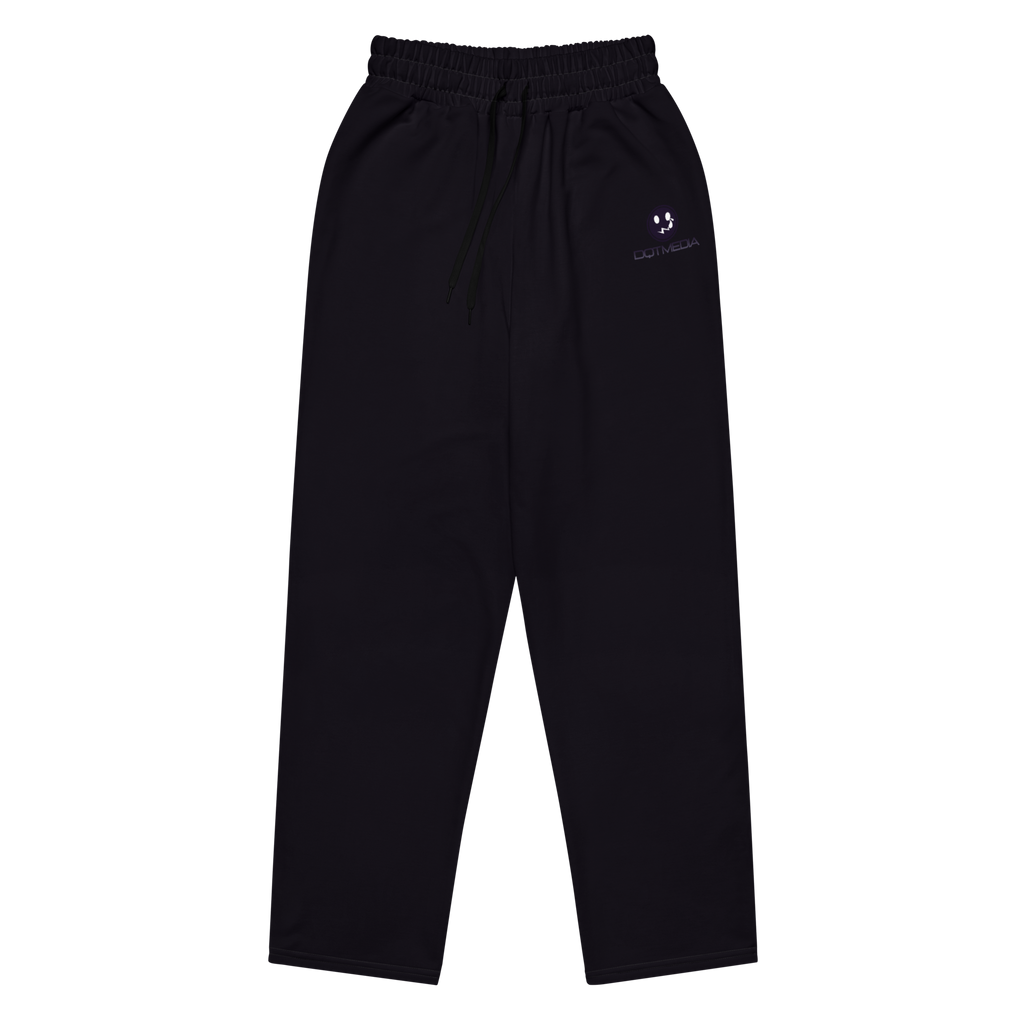 A pair of sleek black pants featuring a subtle yet stylish logo displayed against a crisp white background. The design is minimalistic, allowing the logo to stand out without overwhelming the overall aesthetic. These pants combine comfort and sophistication, making them suitable for both casual occasions.