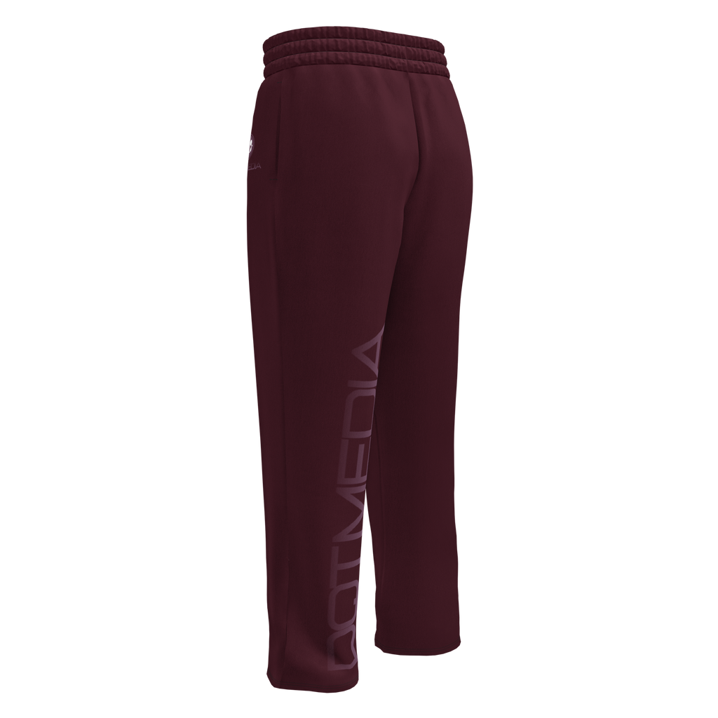 These burgundy sweatpants feature a stylish logo prominently displayed on a matching burgundy background, creating a cohesive and modern look. The fabric is soft and comfortable, making them perfect for casual outings or relaxing at home. The design includes an elastic waistband for a snug fit, along with tapered legs that enhance the contemporary silhouette.