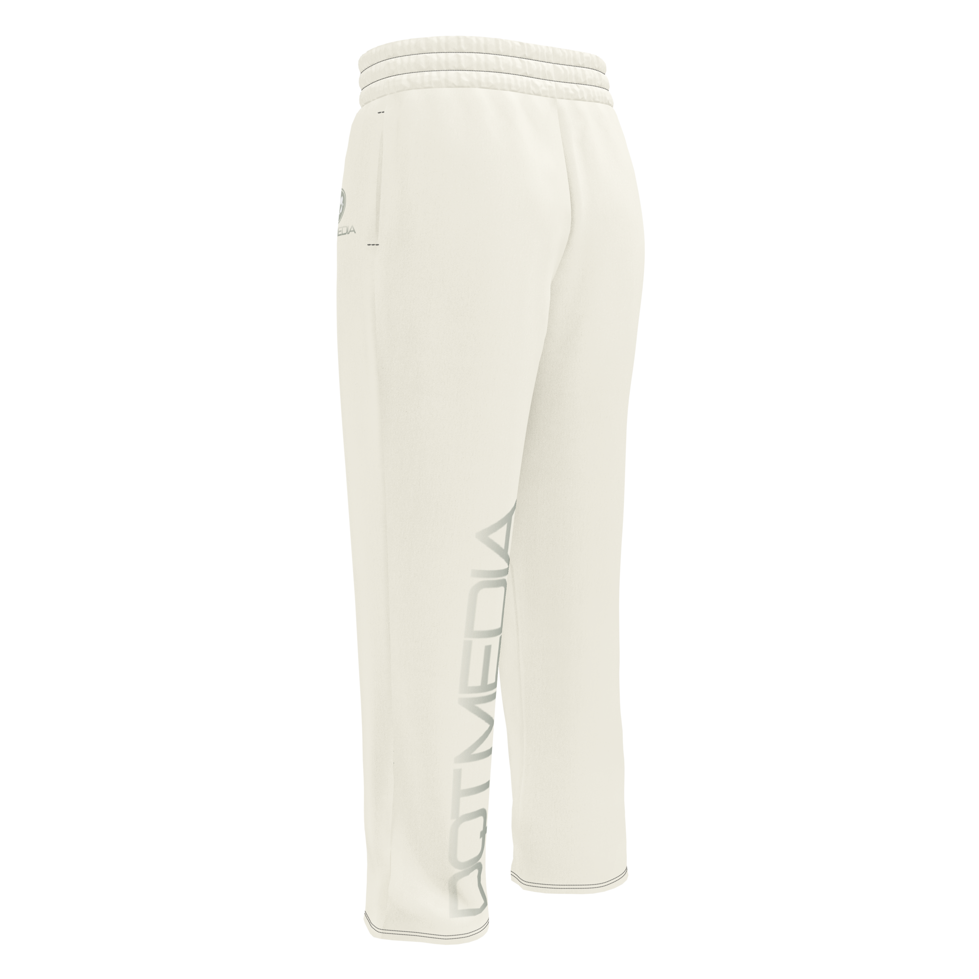 Soft cream-colored sweatpants featuring a subtle branding design that blends seamlessly into the fabric’s cream background, creating a stylish and minimalist look. The relaxed fit ensures comfort, making them perfect for lounging or casual outings.