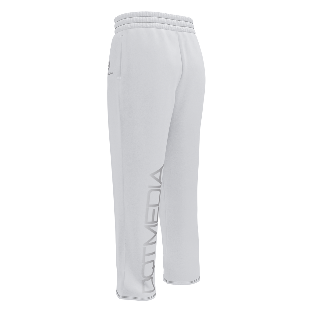 A pair of grey sweatpants displaying a prominent brand logo against a clean white background. The sweatpants are made from soft, breathable fabric, designed for comfort and style, suitable for casual wear or lounging at home. The logo enhances the overall look, adding a fashionable touch to any relaxed outfit.