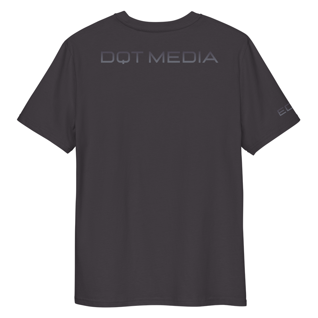 A soft, high-quality cotton t-shirt featuring a classic crew neck and short sleeves for a relaxed fit. The back of the shirt displays 'DQT MEDIA' in bold, modern typography with a gradient effect, while the front remains simple. Available in various colours, this versatile t-shirt is suitable for casual outings and media-related events.